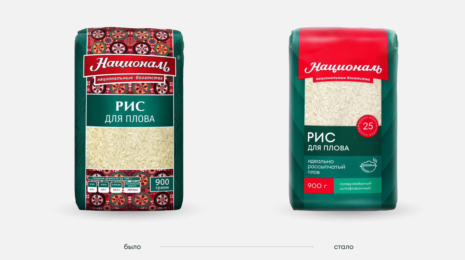 Новый дизайн упаковки круп «Националь»